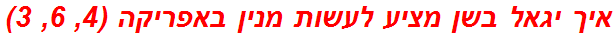 איך יגאל בשן מציע לעשות מנין באפריקה (4, 6, 3)