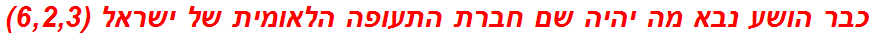 כבר הושע נבא מה יהיה שם חברת התעופה הלאומית של ישראל (6,2,3)